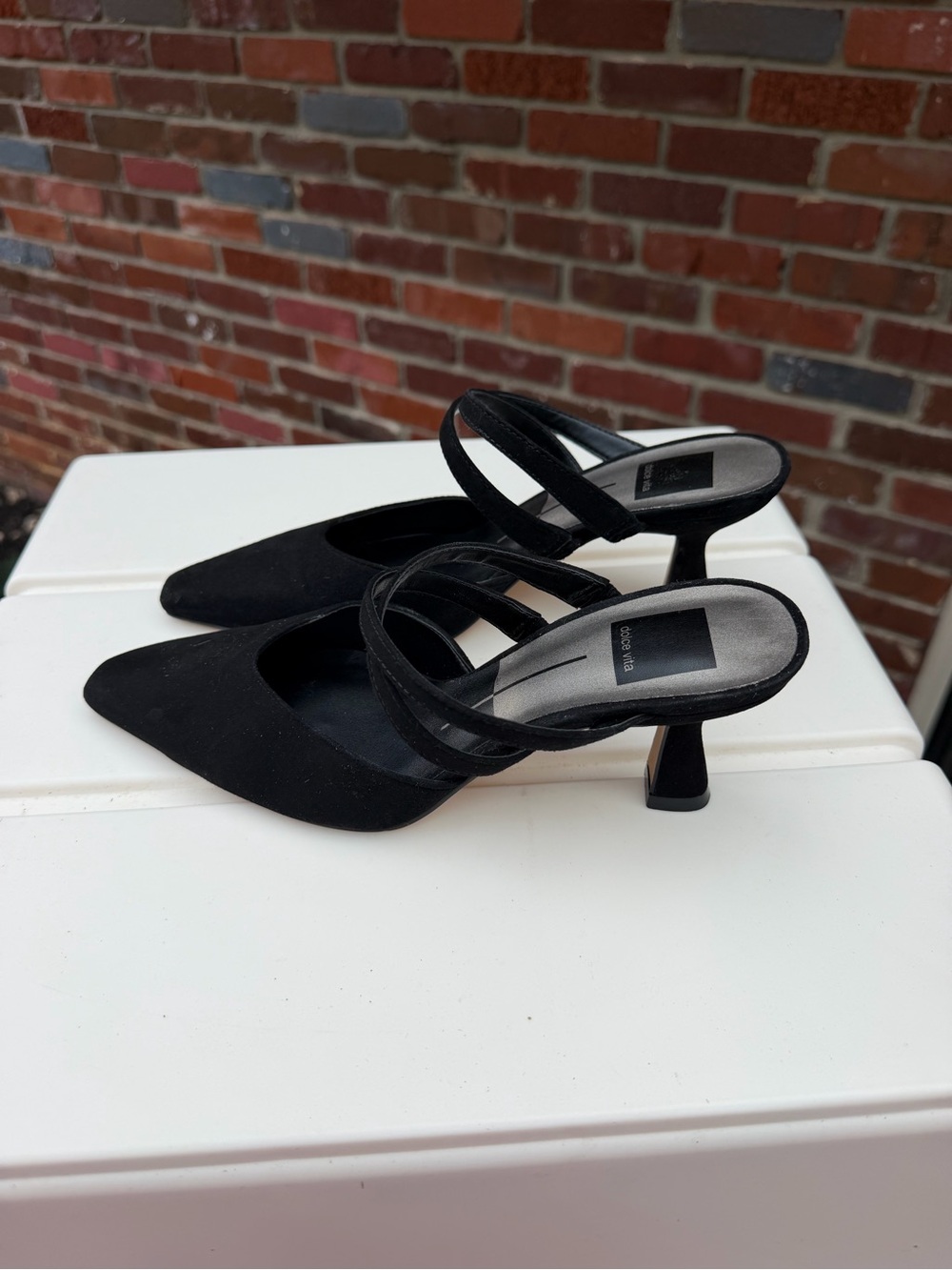 Dolce Vita Black Suede Pointed Toe Strappy Heels - Picture 5 of 7